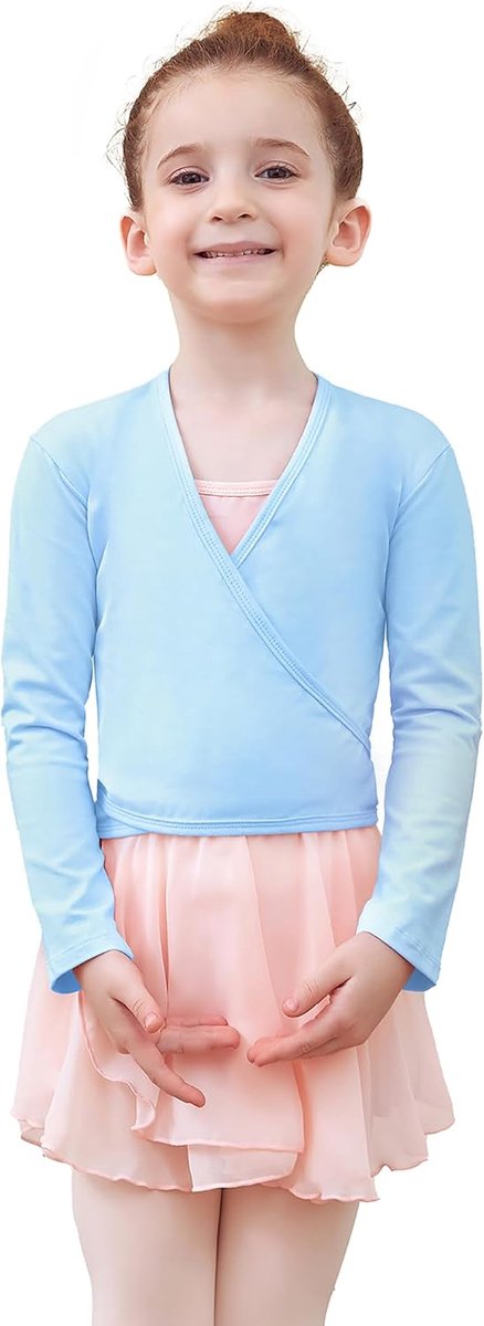 Ballett Wickeljacke Tanz Ballettjacke Baumwoll-Crossover Ballett Strickjacke mit langen Ärmeln für Mädchen Damen