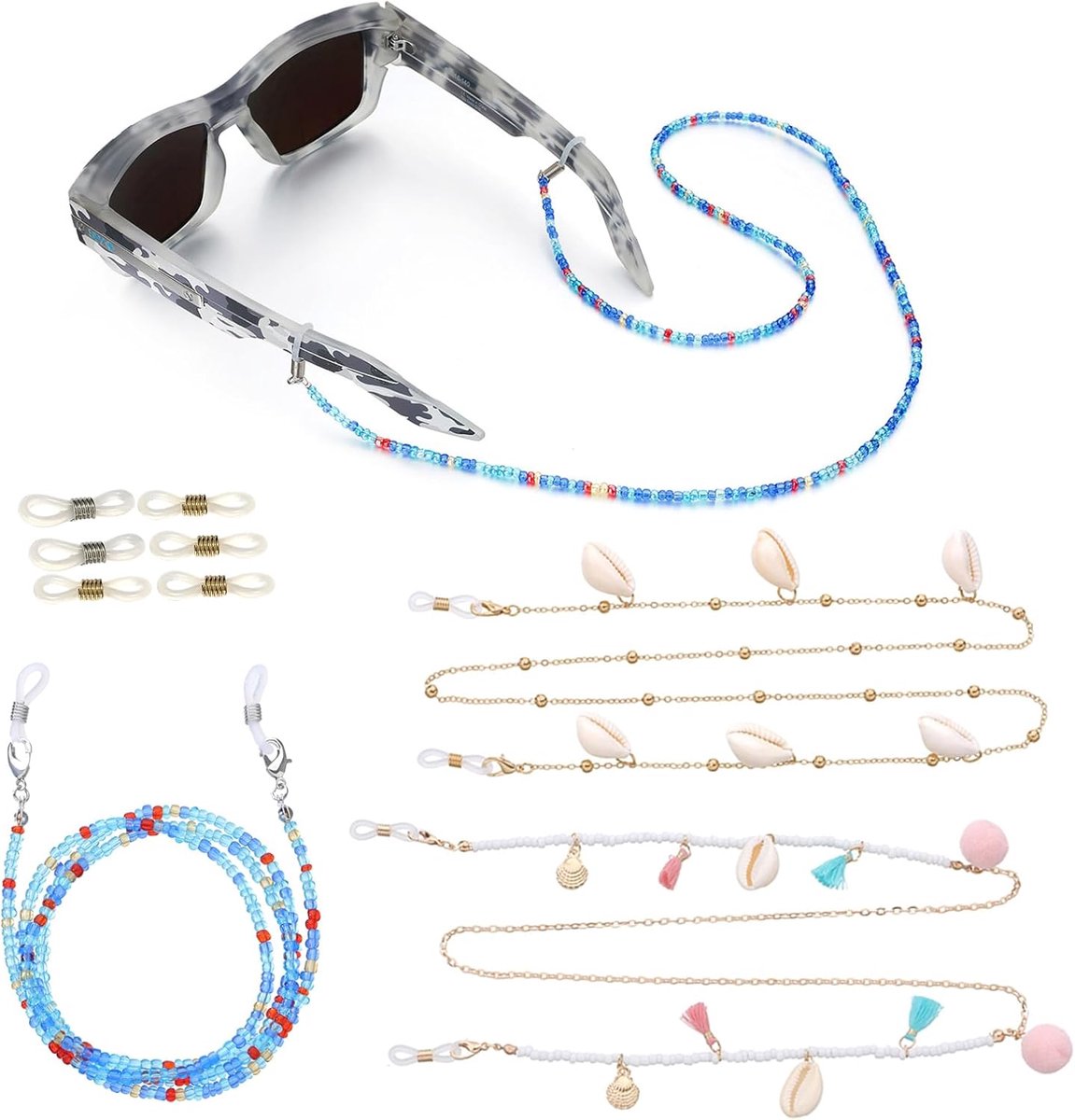 Brilketting 3 Stuks - Schelpen - Antislip - Lichtgewicht - Voor Dames en Heren
