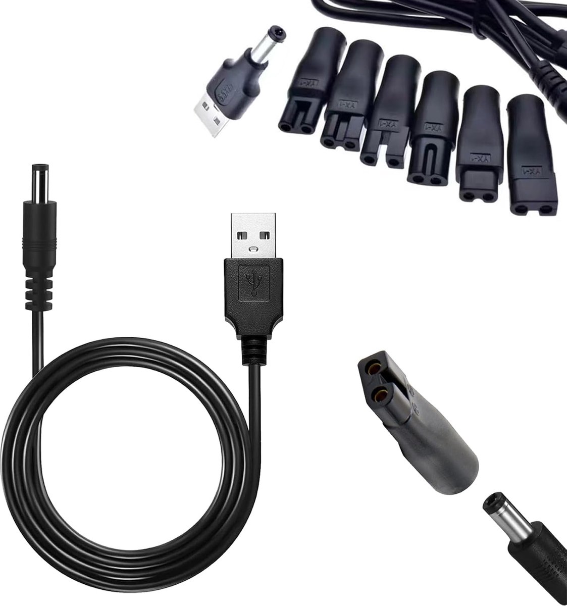 USB oplaadkabel 5V - compatibel met scheerapparaten - voor haartrimmers en luchtreinigers - ideaal voor opladen