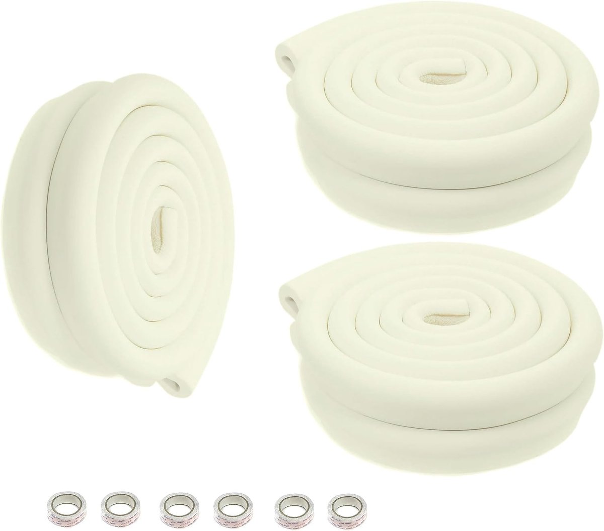 Randbescherming, U-vormige schuimbescherming, veiligheid voor je kinderen, tafelrandbescherming van glas, extra dik, randbescherming, 6 x 2 m, ivoorkleurig