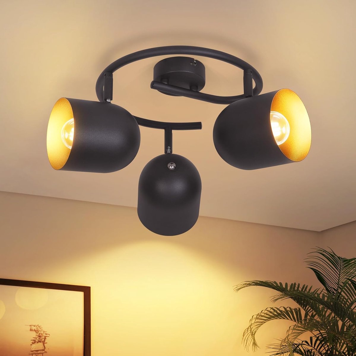 plafondlamp E14 plafondspot 3 vlammen: Vintage keukenplafondlamp in