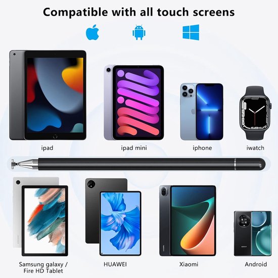 Stylus Pen, 2 in 1 Touchscreen Pen Tablet Pen Compatibel met alle Tablets en Smartphones, iPhone, iPad, Samsung, Surface, Huawei, Xiaomi, Android, IOS enz.Zwart en Roségoud — afbeelding 2
