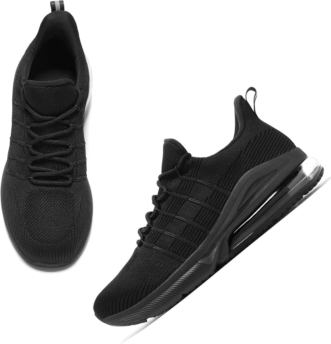 Heren Werkschoen Werkveiligheidsschoenen Lichtgewicht Stalen Neuskap Schoenen Ademend Slipbestendig Beschermende Luchtkussen Sneaker Stijl（41.5，Zwart）