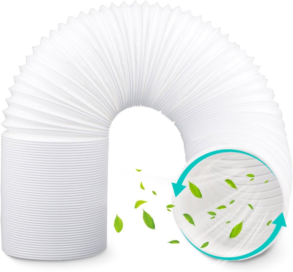Airconditioningsslang 130 mm, diameter 3 meter, lengte PP, uittrekbaar, wit, verlengslang, AC tegen de klok in voor mobiele airconditioning, wasdroger