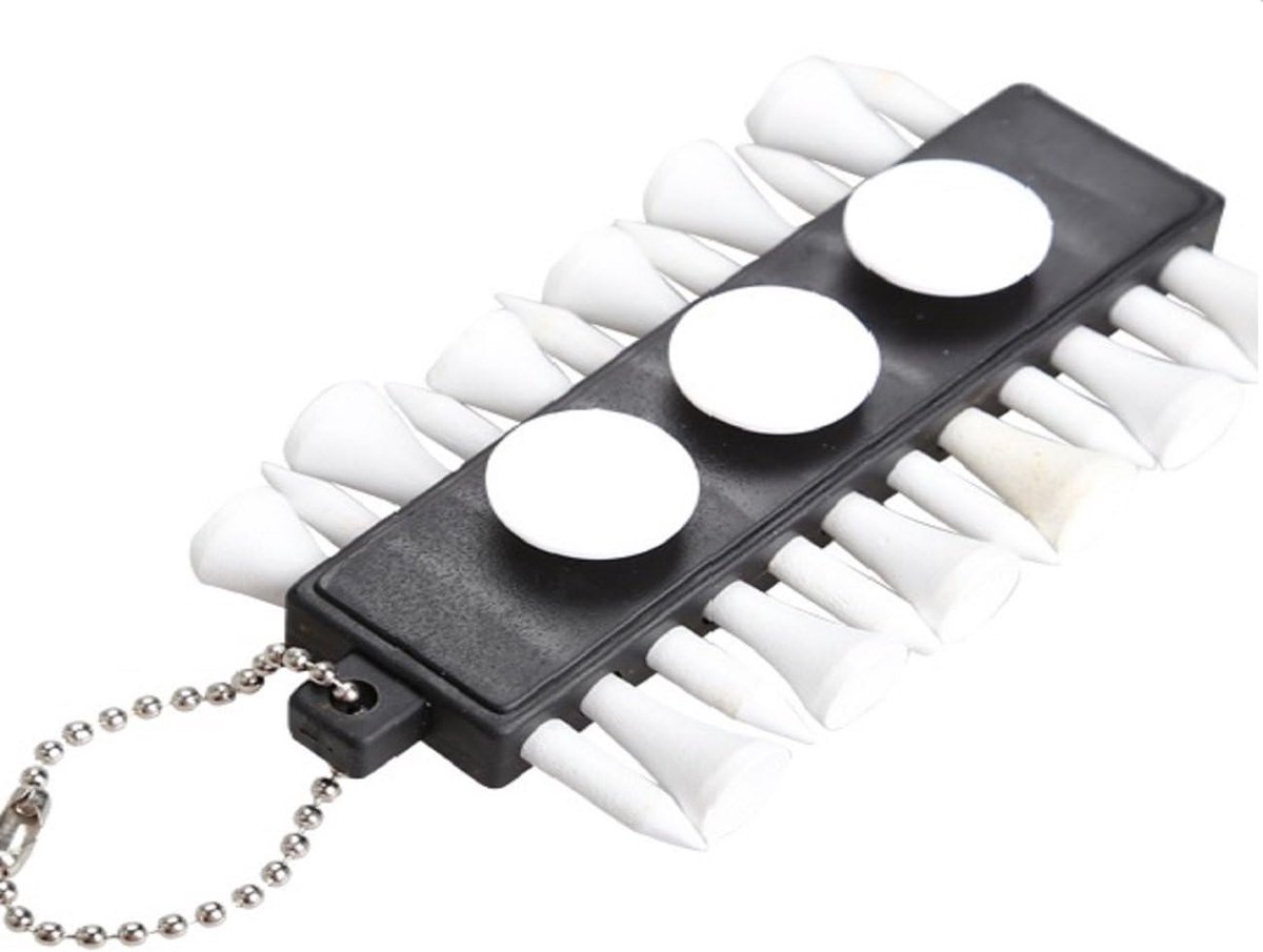 Teehouder met 12 thees en 3 balmarkers/golf tee holder