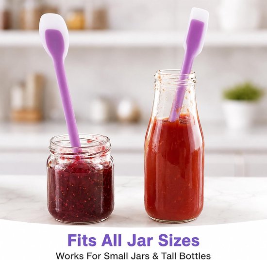 Set van 3 2-in-1 siliconen lepels, kleine deegschraper voor smalle flessen, multifunctionele siliconen schraper lepel voor jam, nutella en crèmes — afbeelding 4