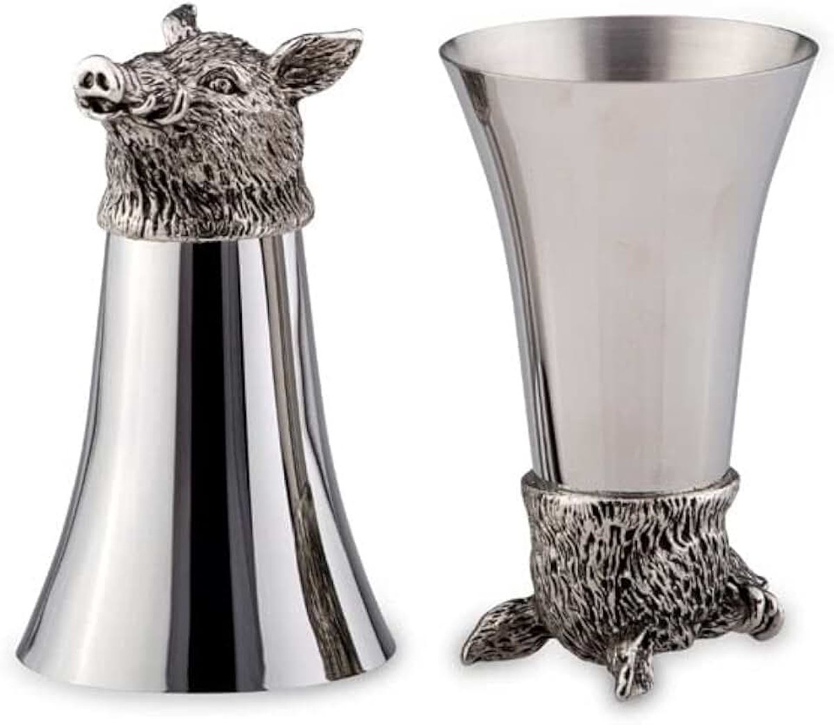 Stalen beker beker figuur wilde varken 200 ml - beker roestvrij staal bos dier