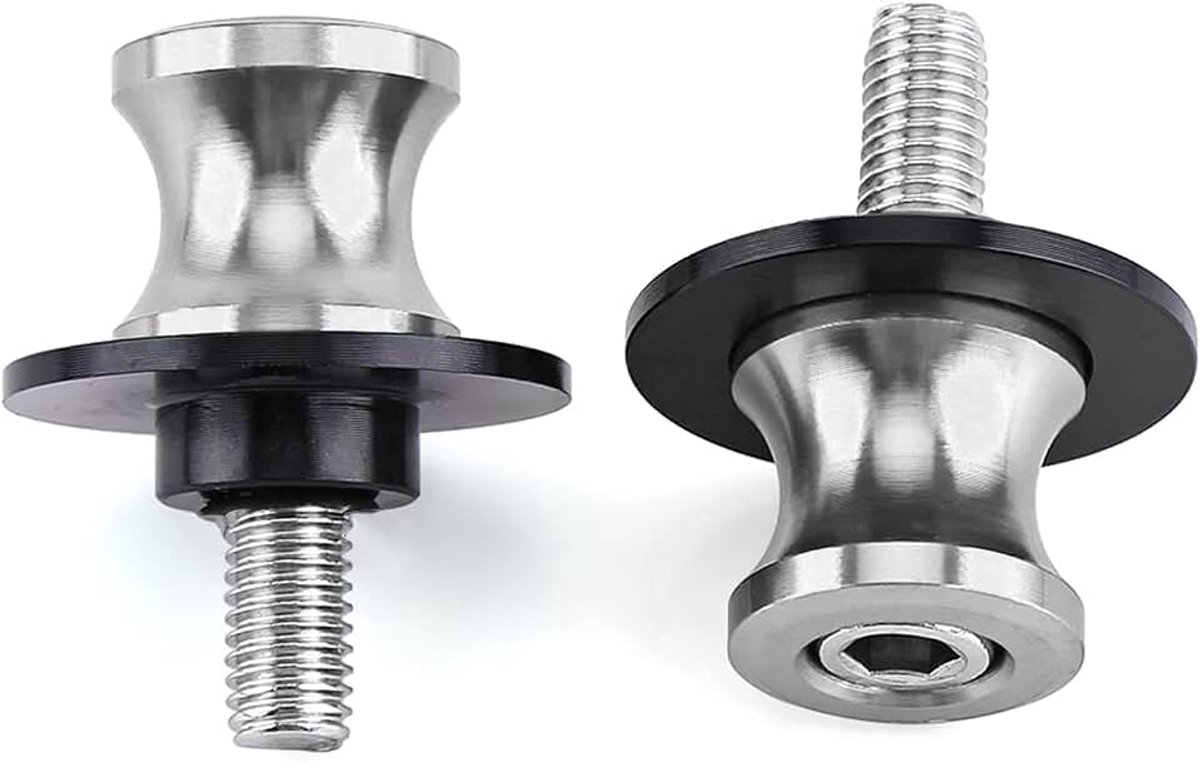 Duurzame CNC achterstandaard Swing Arm Spool Sliders, 8 mm Zilver, compatibel met en Motorfietsen (8 mm zilver)