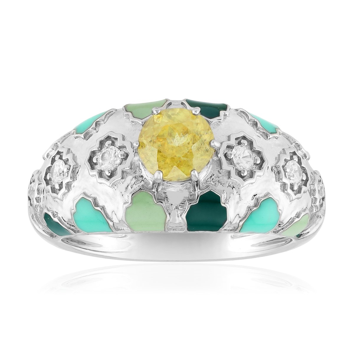 Cavill - Filigraan Bloemenring - 0,63 ct Ronde Sfeen uit Madagaskar - 925 Sterling Zilver met Platina - Cambodjaanse Zirkonia - Elegant Design