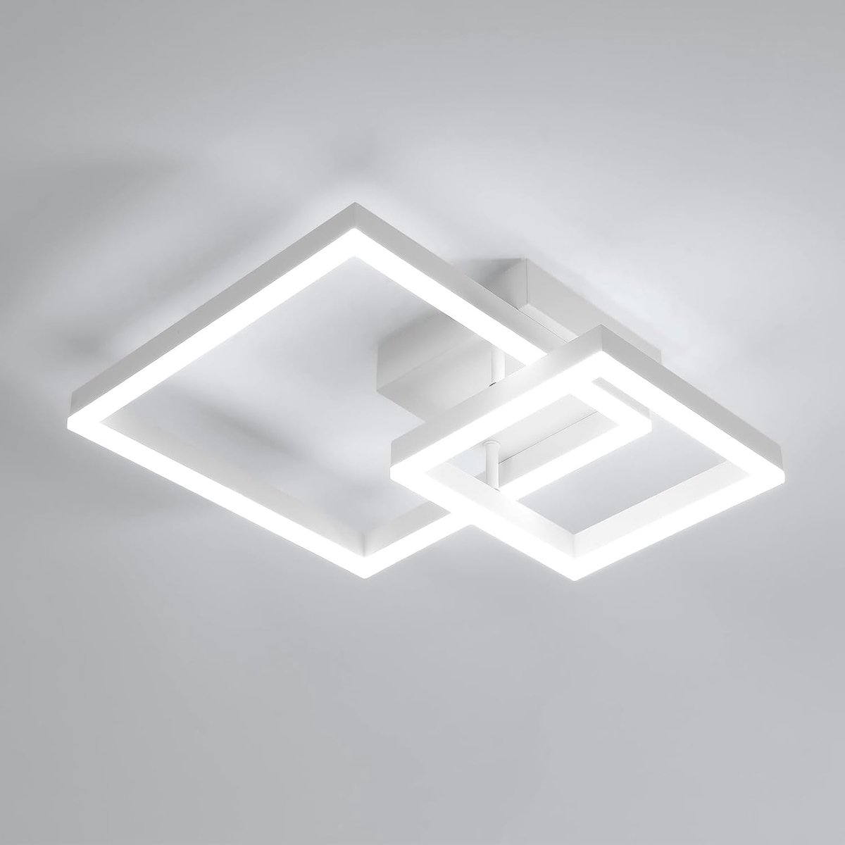 LED-plafondlamp, 36W 4050LM Moderne vierkante plafondlamp, koud licht 6500K Acryl plafondlamp voor woonkamer, wit, 52 * 42 * 12CM