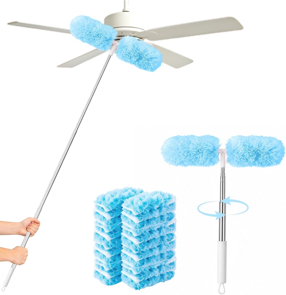 210 cm plumeau telescoop, telescopische handgreep met 25 navulverpakkingen