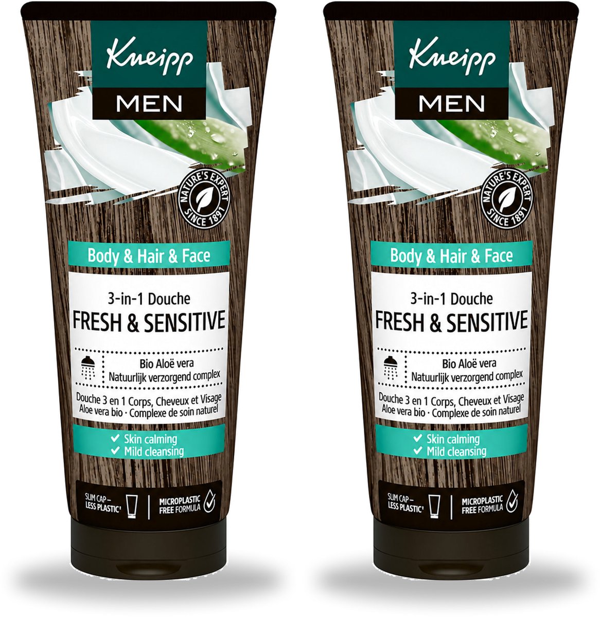 2 x Kneipp - Shampoo & Douche - Men - Fresh & Sensitive - Voor gevoelige en droge huid - 200 ml - Voordeelverpakking - 2 stuks