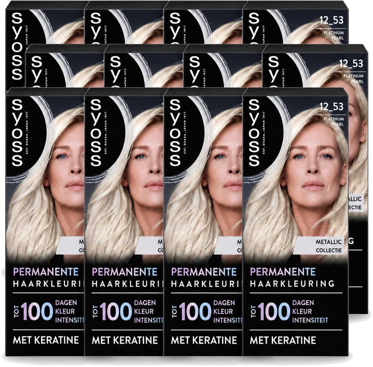 12 x SYOSS - Coloration 12-53 Platinum Pearl - Haarverf - Grijsdekking - Vermindert Haarbreuk - Voordeelverpakking - 12 stuks