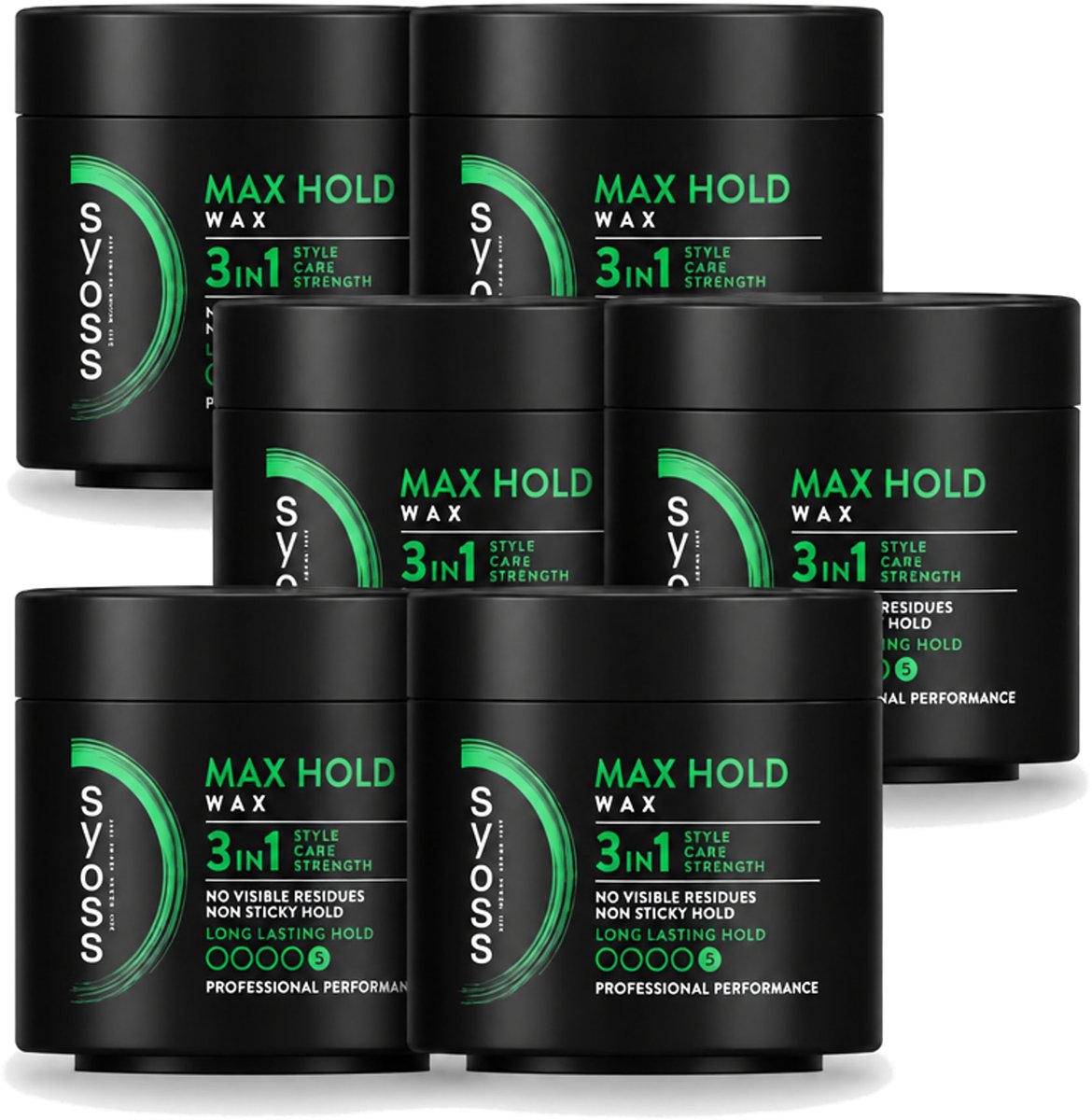 6 x SYOSS - Max Hold Haarwax - Verzorging - Langdurige Styling - 150ml - Voordeelverpakking - 6 stuks
