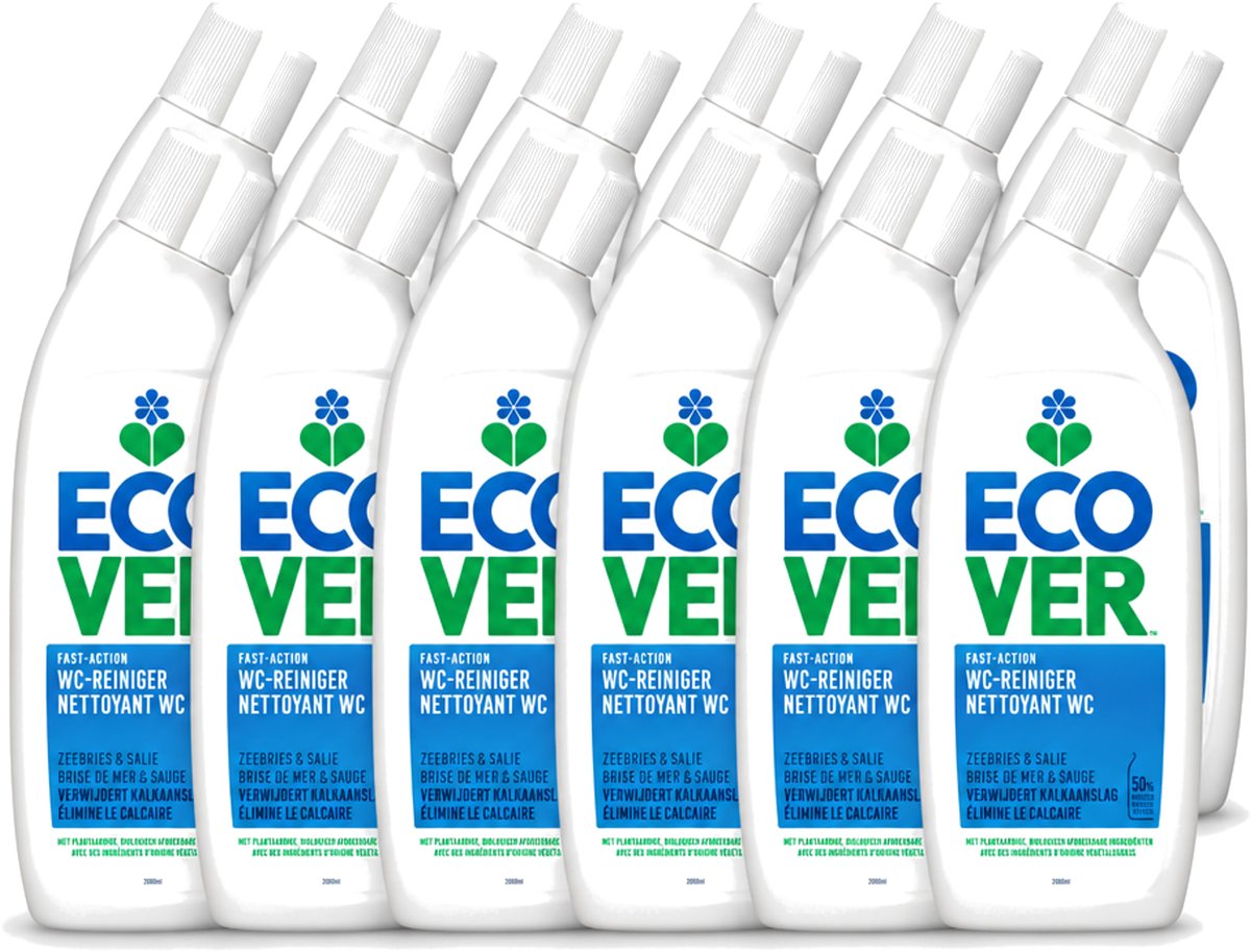 12 x Ecover - Toiletreiniger - Zeebries & Salie - 750 ml - Voordeelverpakking - 12 stuks