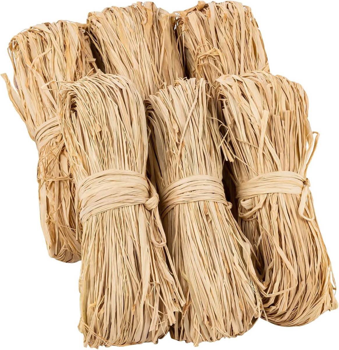 Raffia natuurbast, 6 stuks, 300 g, natuurlijke raffiabastband, natuurlijke bindbast, natuurlijk touw, cadeaulint, natuurlijke vezels, knutselband, om te knutselen, decoratie, weven