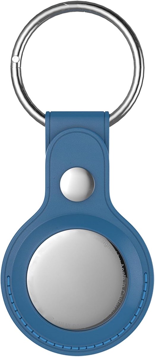 Sleutelhangerhouder compatibel met Apple AirTag - echt lederen handgemaakte houder voor AirTag - Air Tag GPS Tracker Case - Vind uw sleutels tassen koffer - in blauw