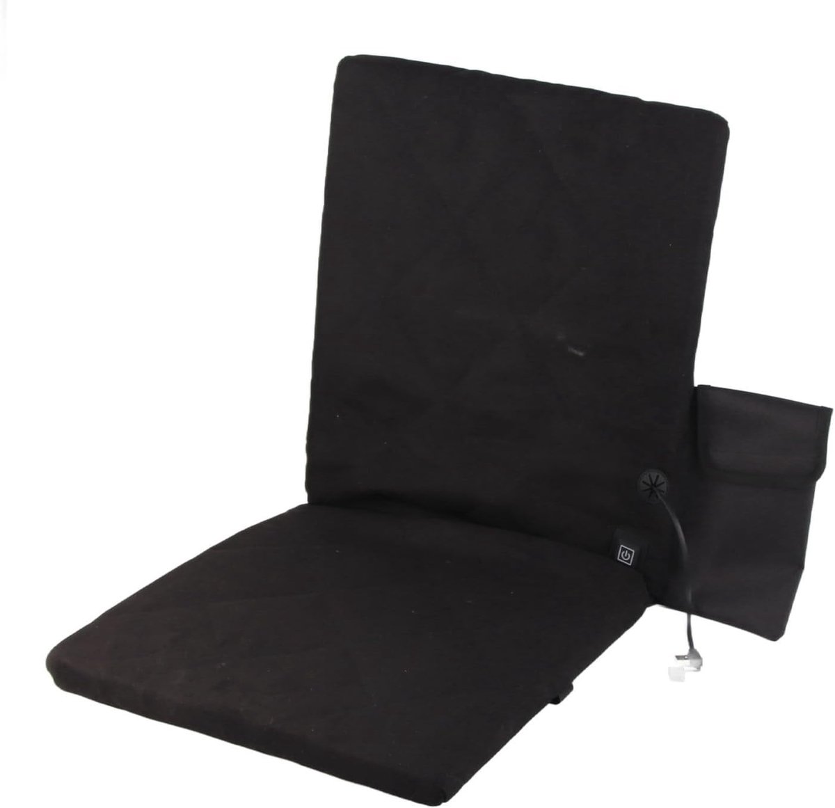 Campingstoel met Rugleuning, Elektrische Verwarming Zitkussen Opvouwbare Stadionstoelen Verwarmde Hoeskussens met Rugleuning voor Kamperen Vissen Jagen(zwart)