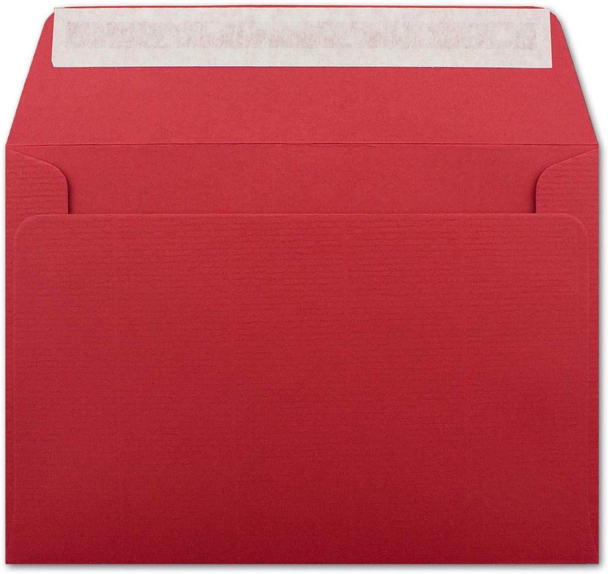 DIN C6 enveloppen geribd - Grootte: 114 x 16,20 mm - 100 g / m² - Plakband met rechte klep en strips -Premiumkwaliteit 50 Stück rood