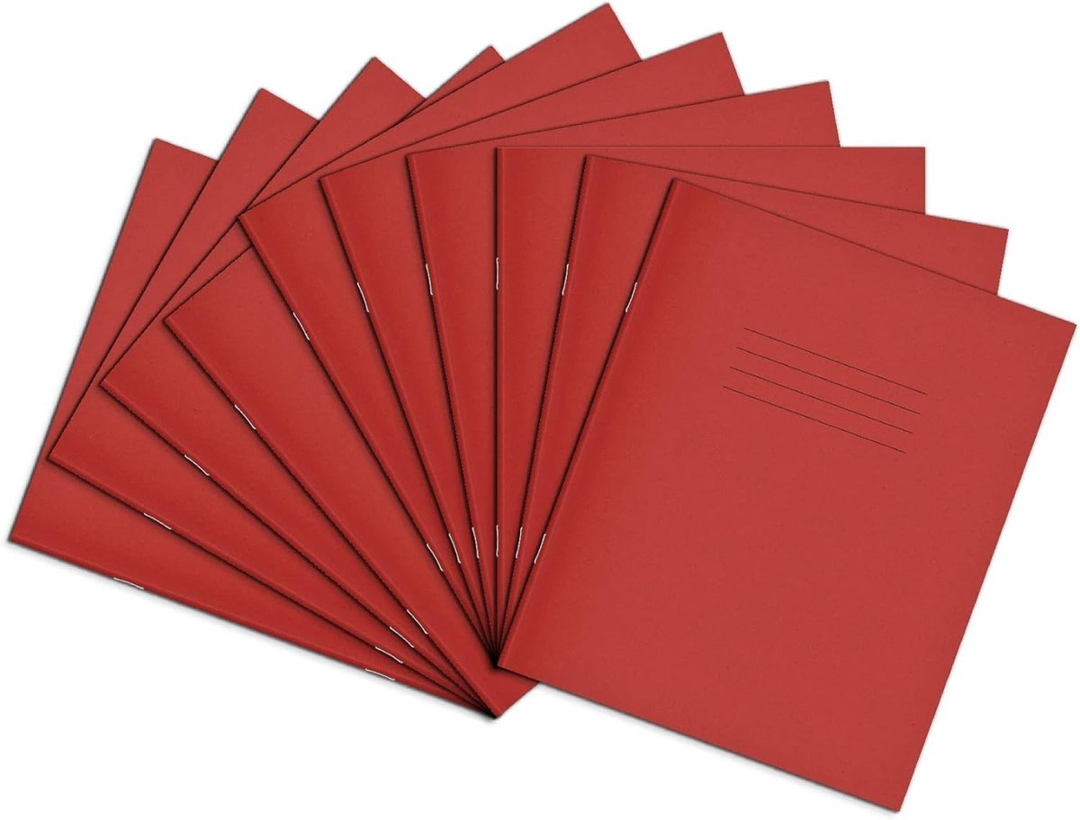 8 x 6,5 oefenboeken, 48 pagina's/10 mm vierkant papier notitieboek, 10 stuks, schrijfboek, kantoor- en schoolbenodigdheden, rood
