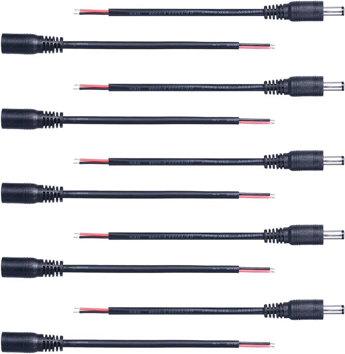 5 paar 5,5 mm x 2,1 mm DC-connectorkabel 15 cm lang DC 5 V - 24 V 3 A aansluitkabel verlengkabel voor CCTV-camera's, ledstrips, ledstrip, routers, projectoren, doe-het-zelf