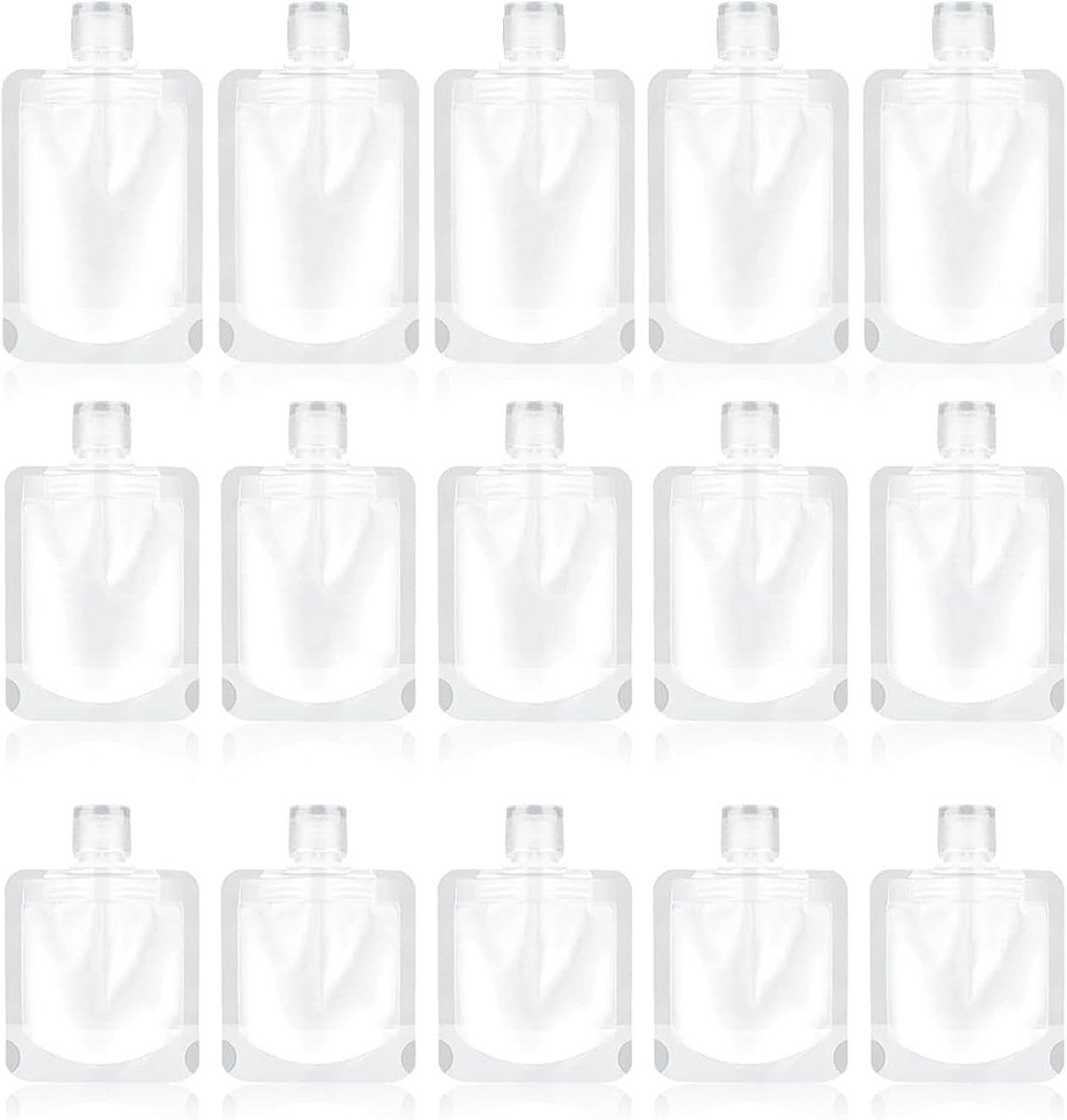 15 stuks navulbare lege knijpzakken, 30/50/100 ml reisformaat