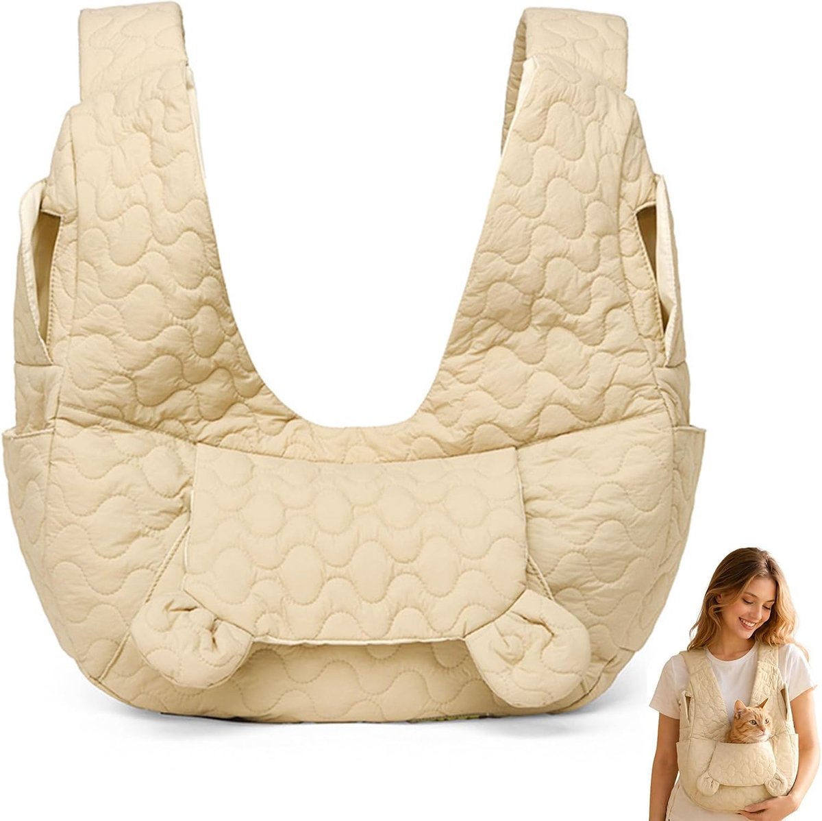 Hondendraagtas voor kleine honden tot 10 kg, verstelbare hondenrugzak en draagtas met gevoerde schouderriem, voorvak en antislip riem, ideaal voor wandelingen, outdoor en reizen