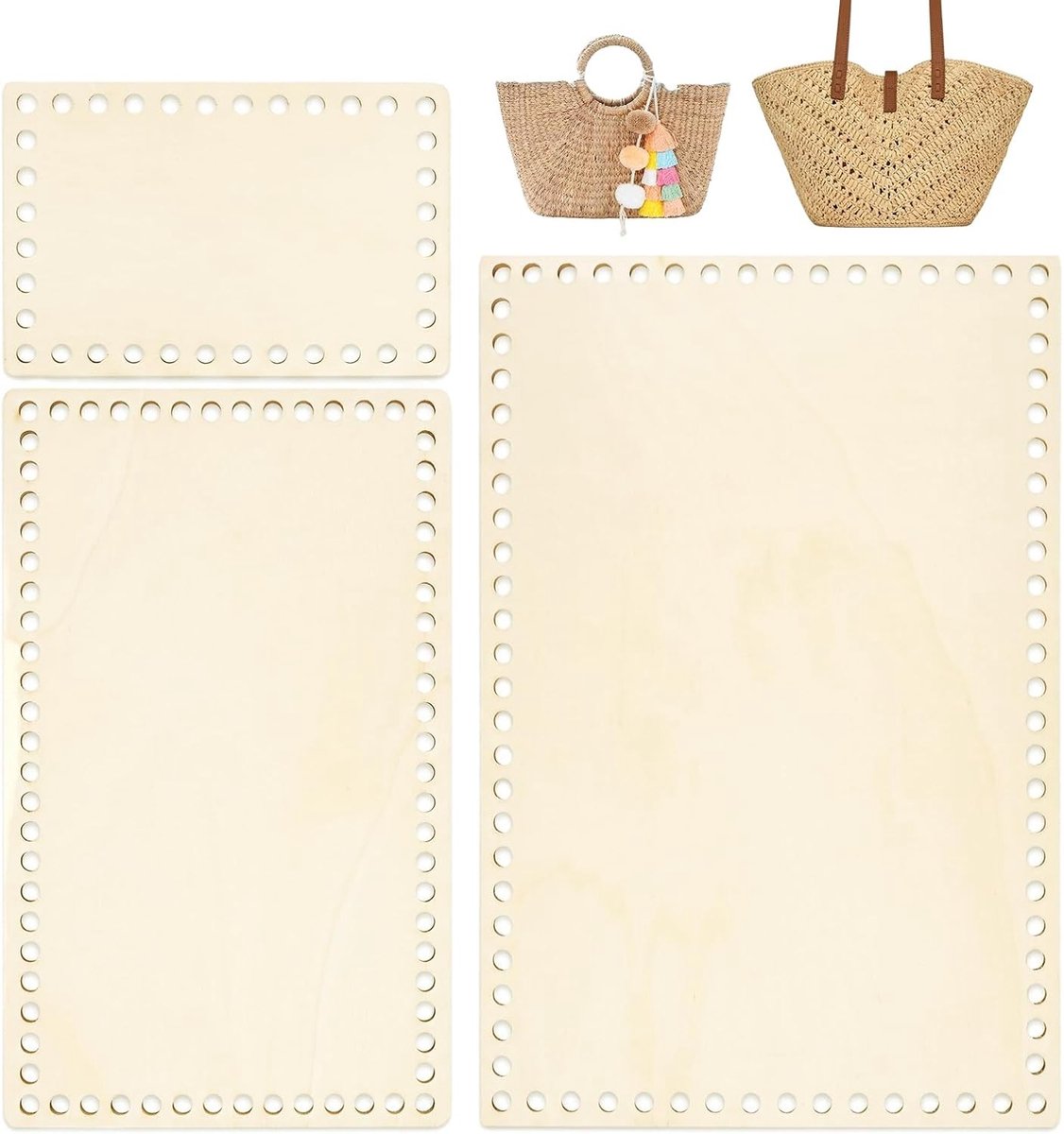 Set van 3 Haakmand Bodems in Diverse Maten voor Creatieve Haakprojecten en Opberging