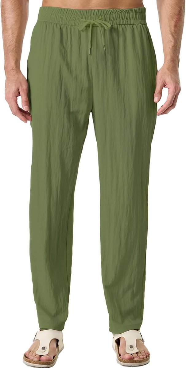 Herenbroek, licht voor de zomer, losse pasvorm, vrijetijdsbroek met zakken, ideaal voor vakantie en strand, broek met trekkoord
