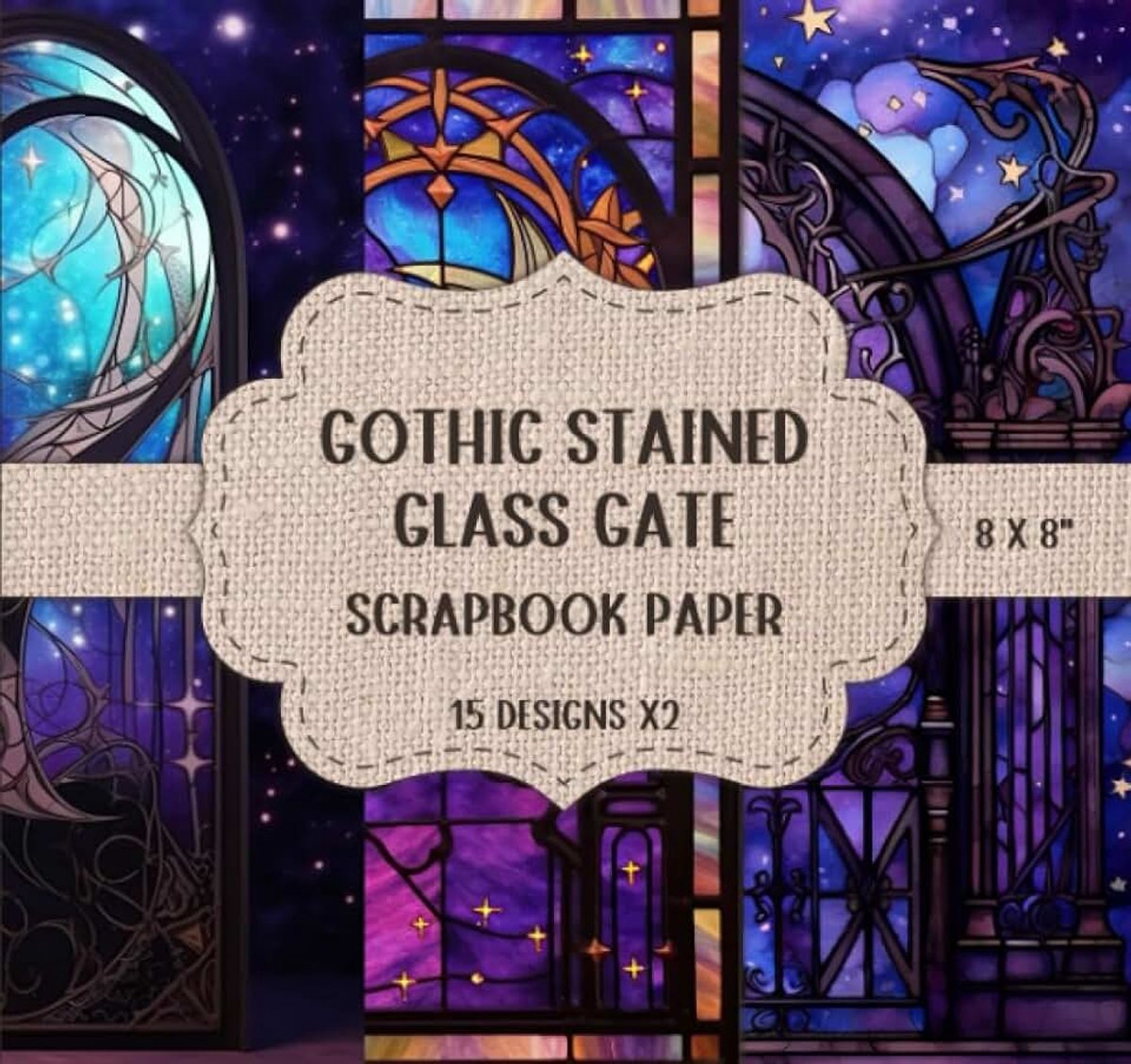 Glass Gate: Gothic Themed, Decorative Craft Paper for Junk Journaling, Cardmaking, DIY, & More - Double Sided 8 x 8" Sheets