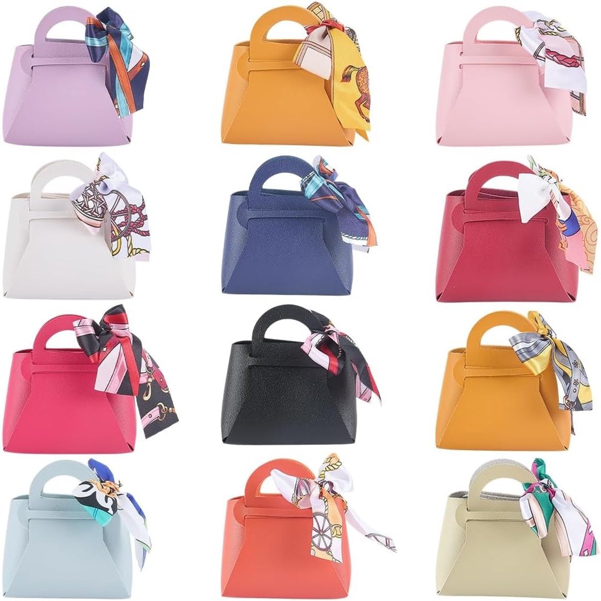 Herbruikbare cadeauverpakkingen met handvatten - 12 kleuren PU leren linten voor feesten, verjaardagen en evenementen