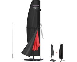 Livatto Parasolhoes met Telescopische Stang – Waterdichte 420D Oxford Beschermhoes voor Zweefparasol Ø 3-4m – Zwart