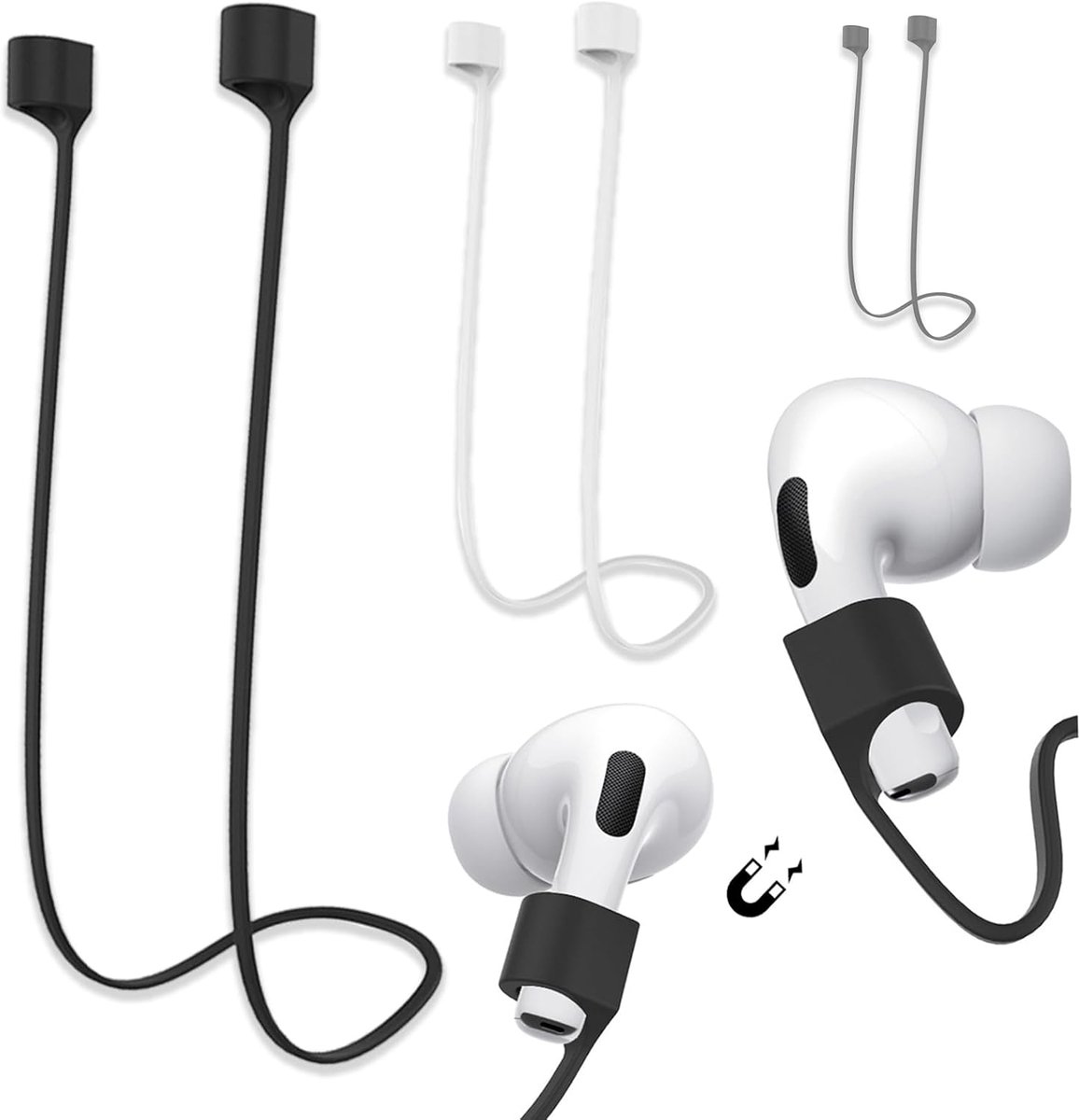 3 stuks anti-verlies magneetbanden voor Air-Pods 4/3/2/1 en AirPods Pro 1/2, super sterke magneetband, anti-verlies sleutelband, sportlijn 72 cm (3 kleuren)