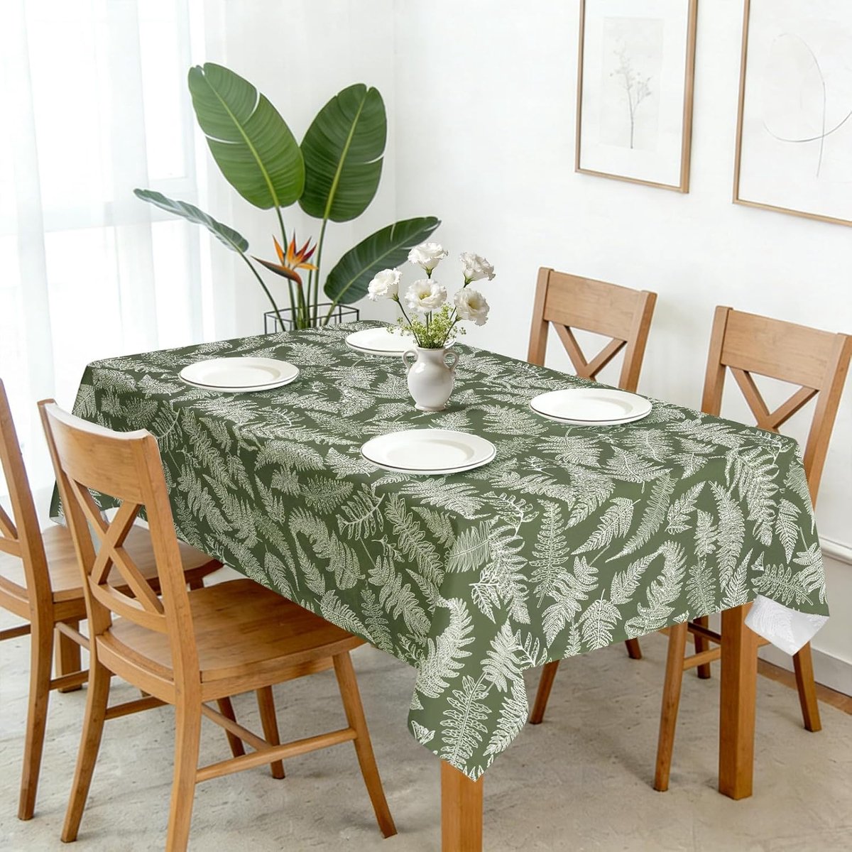 zomer tafelkleed afwasbaar tropische bladeren groen tafelkleden rechthoekig polyester tafelkleed oliebestendig voor feest picknick diner keuken eten outdoor tafel decor, 152 x 264 cm
