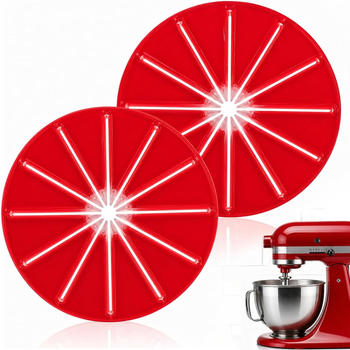 2 stuks spatbescherming voor staande mixer, 14 cm, anti-spatten geluidswand, compatibel met 6-draads garde, ABS-spatdeksel, mixer, accessoires voor bakken en koken