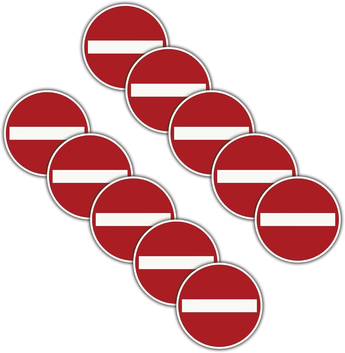 10 stuks XXL eenrichtingsweg/doorgang verboden geen ingang stickers Ø 21 cm sticker biedteken met uv-bescherming voor buiten en binnen STROBO
