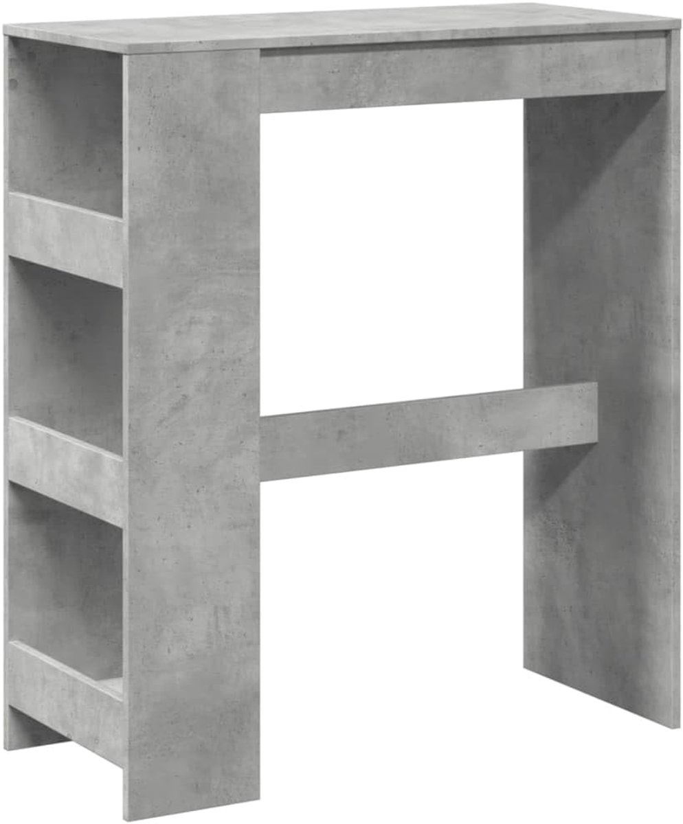 Barrek met 3 legplanken, betongrijs, bartafel met rek, 90 x 40 x 103,5 cm, hoge tafel, houtmateriaal, statafel met legplank voor keuken, woonkamer, eetkamer, onderhoudsvriendelijk oppervlak
