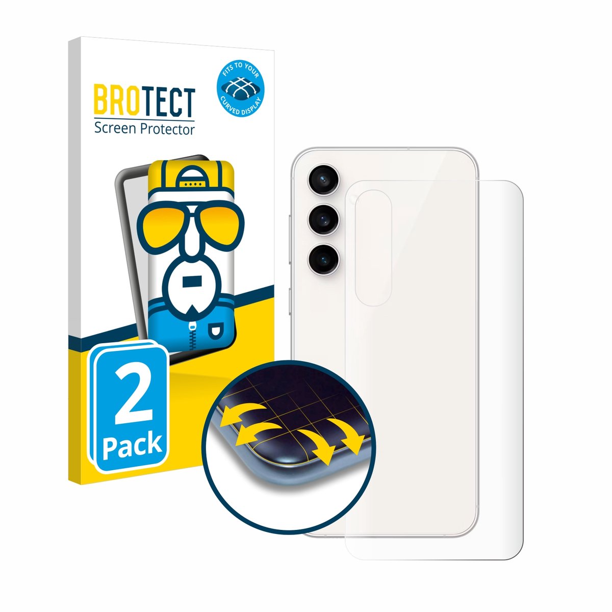 BROTECT - Screenprotector voor Samsung Galaxy S23 FE (Achterkant) - Folie Beschermfolie transparant volledig dekking - 2 Stuks