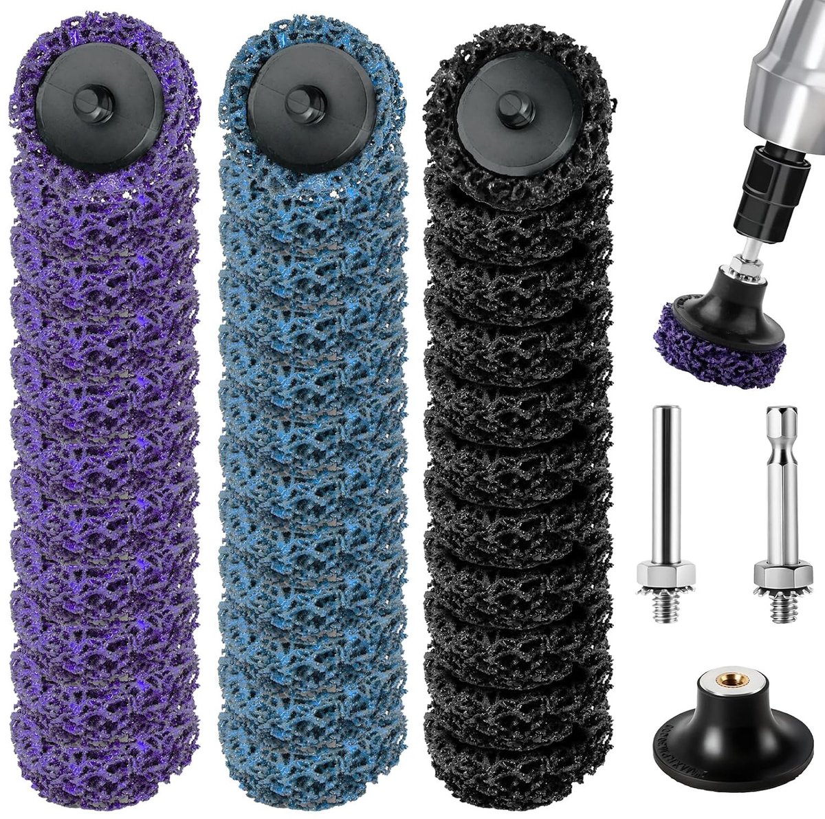 Schuurwielen voor metaalbewerking, 50 mm, set van 36 stuks, ideaal voor slijpen en polijsten