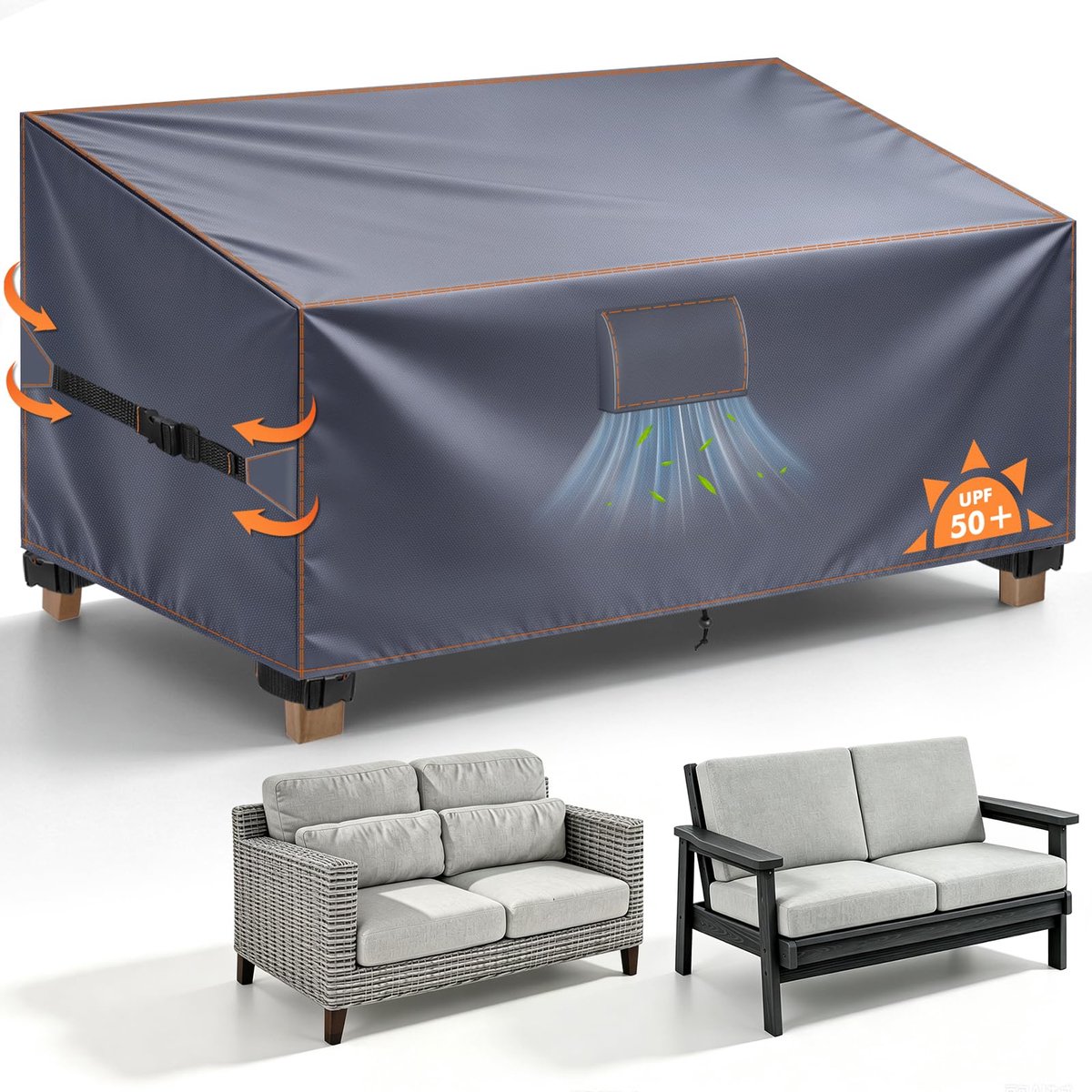 Famanu Tuinmeubelen tuinbank afdekking 2-zits waterdicht, 135x100x60/90cm wit