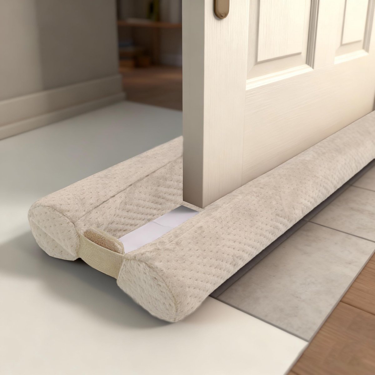 Famanu –, voor deuren, 76 - 91 cm, deurafdichting onder zonder lijm, zonder resten, energiebesparend, geluidsdicht, windstopper voor huisdeuren, afdichting, windbescherming, beige
