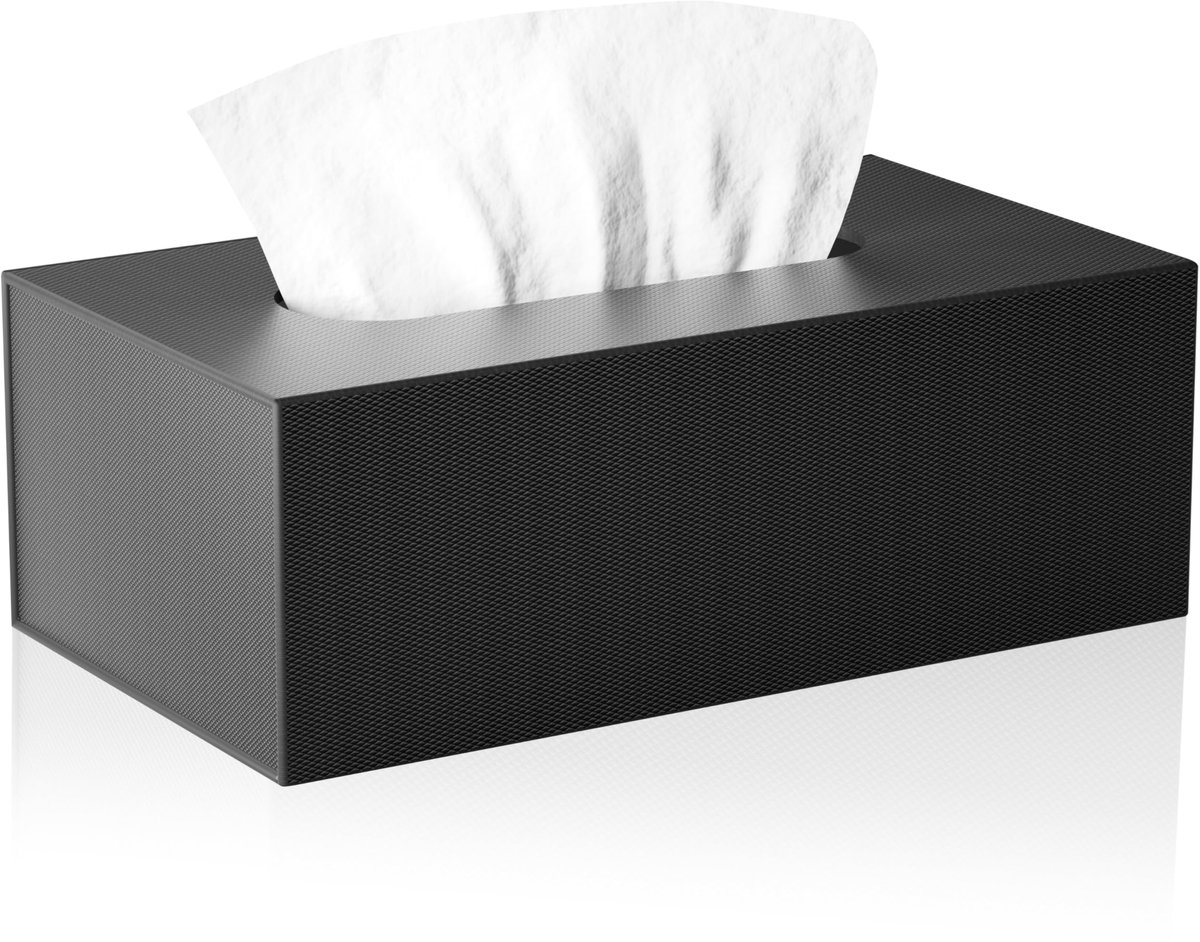 Famanu – Opvouwbare rechthoekige zakdoekdoos, 23,5 x 12 x 7,8 cm, zakdoekjesbox met magneetafdekking en reliëf, van 1600 g/m², extra stevig karton, zwart
