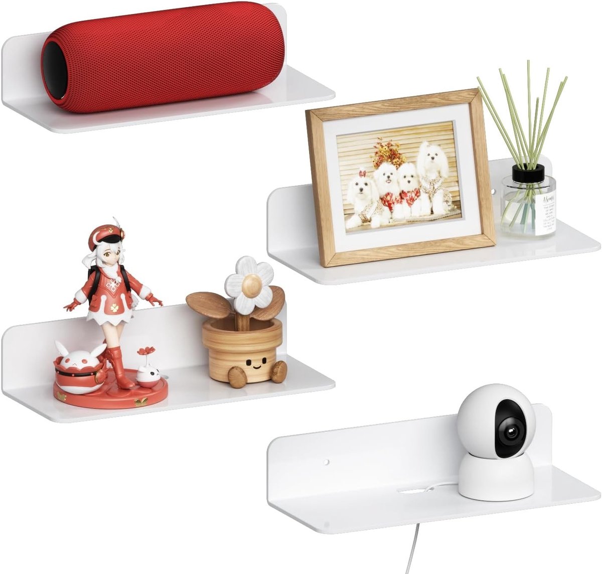Witte acrylplanken van 23 cm - Set van 4, perfect voor wanddecoratie en opbergruimte