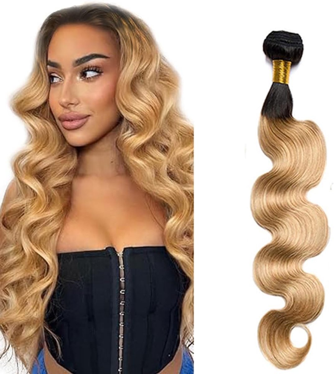 Ombre Brown Color Body Wave Echt haar pruik Bundles Human Hair Extensions Double Weft Weave Unprocessed Virgin Bundles Soft and Silky For Women 20 Inch