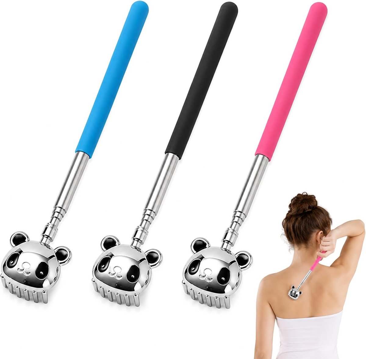 3 stuks telescopische rugkrabbers, uittrekbaar, draagbaar, rugkrabber, rugmassageapparaat voor jeuk, rug en massage