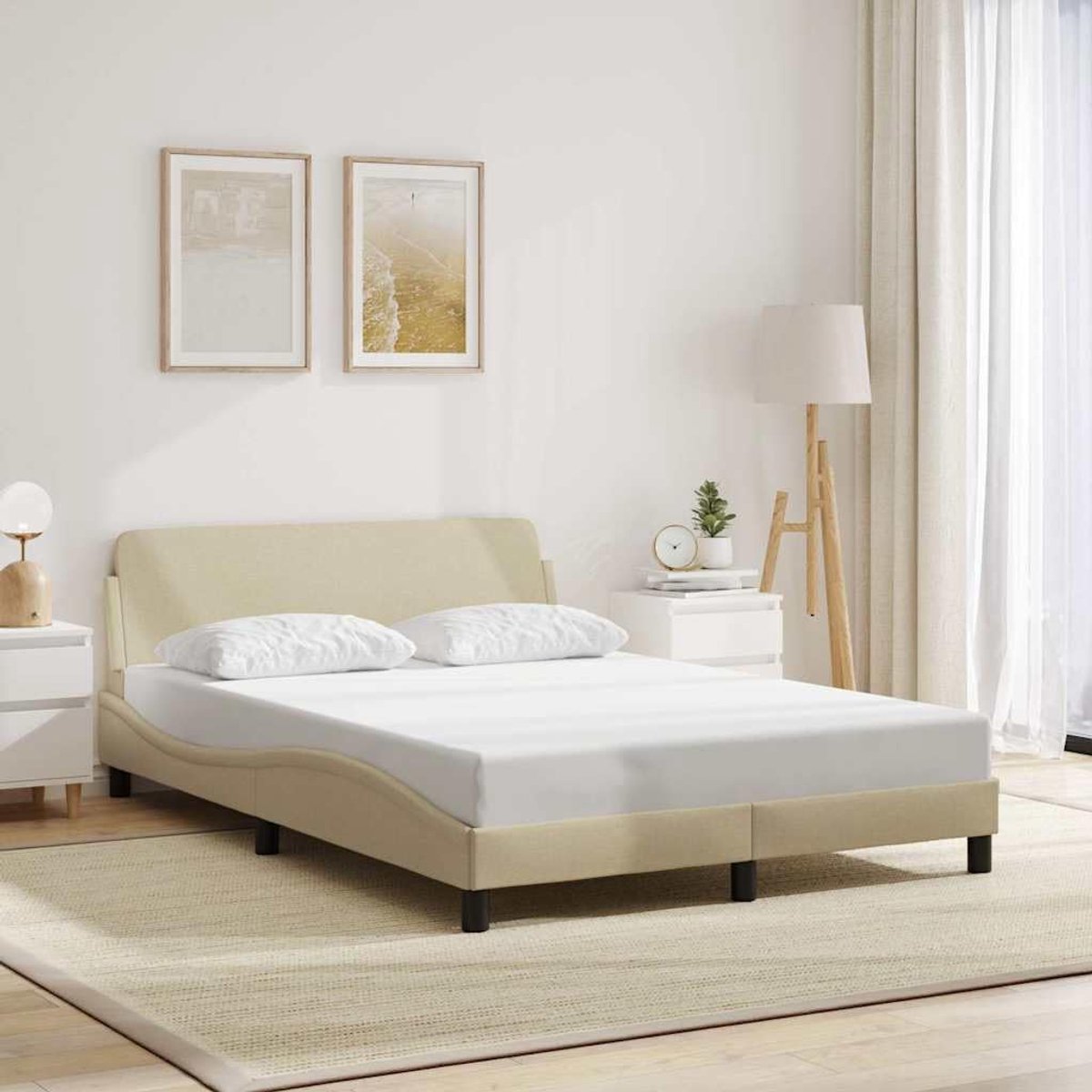 Bedframe Met Hoofdeinde Crème 140x190