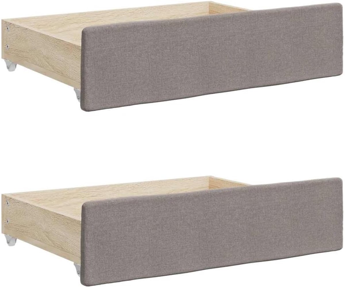 Set van 2, taupe, onderbedcommode met wielen voor meer opbergruimte, bedkast van hout met stoffen bekleding, 67 x 50 x 16 cm