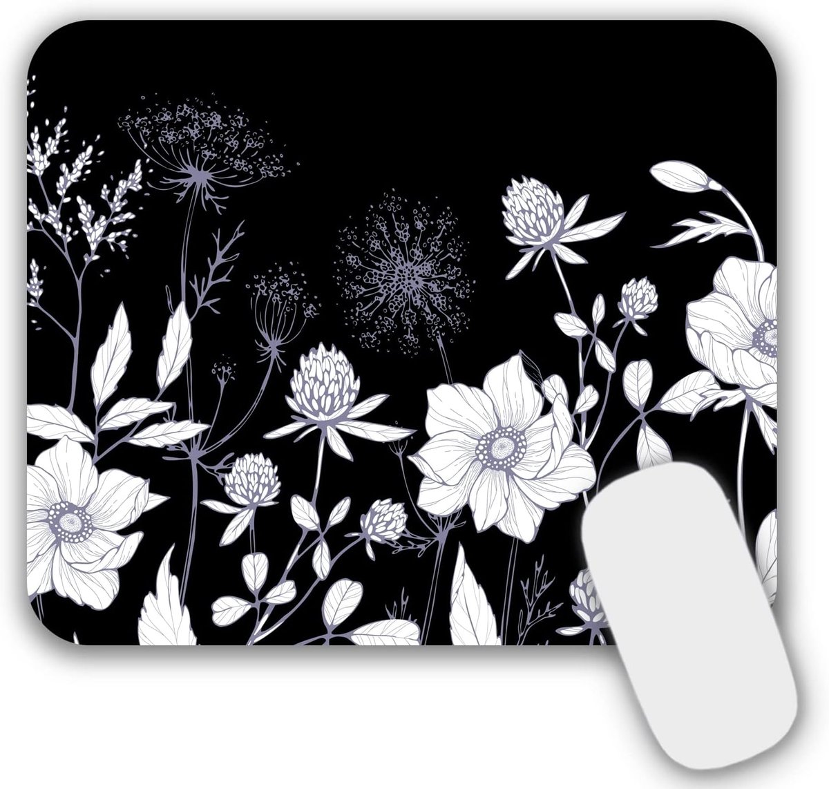 Muismat Kleine muismat met motief 24 x 20 x 0,3 cm zwart antislip muismatten voor pc, laptop, thuis, kantoor (90682)