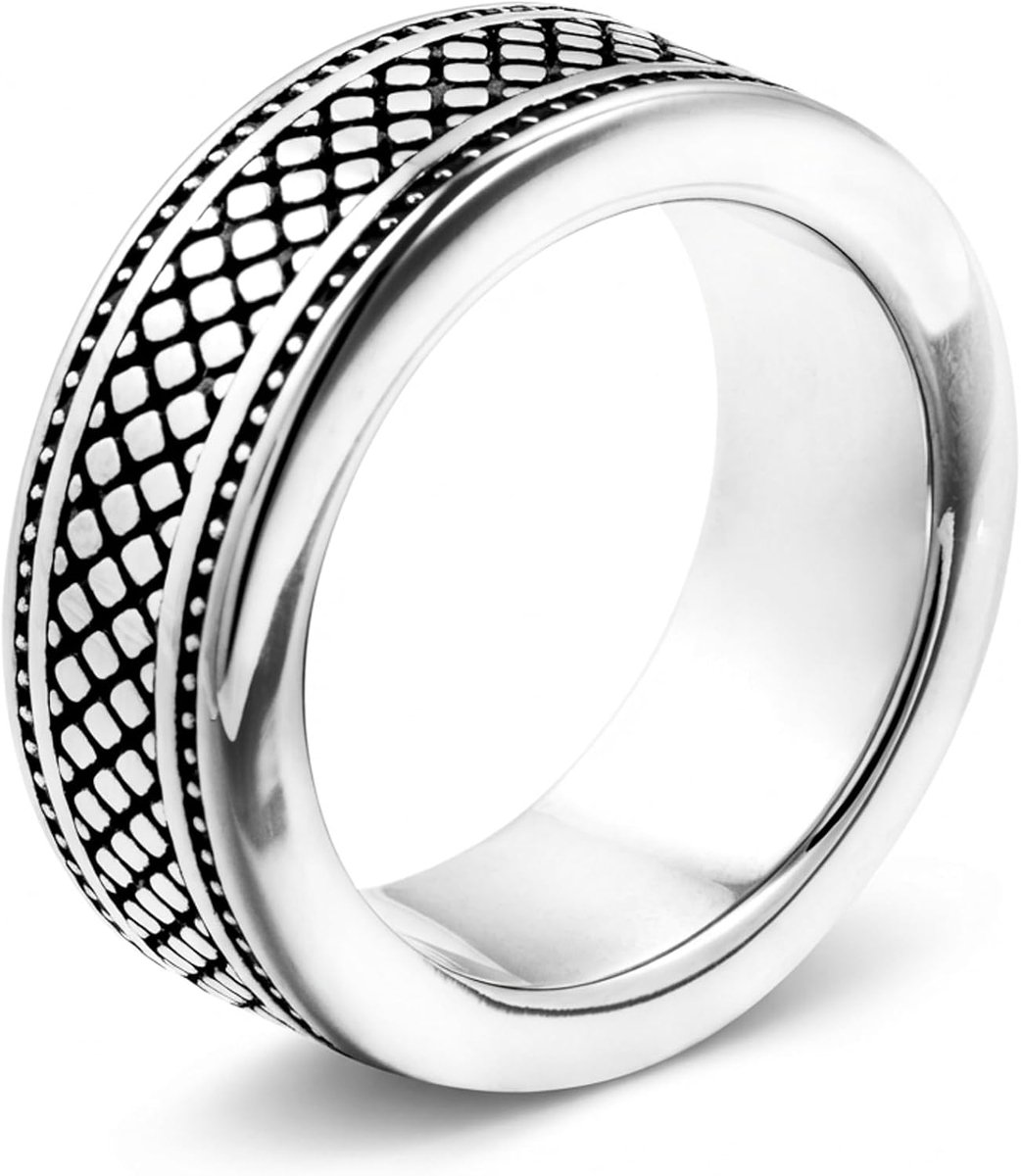 Meditoys · Ring van roestvrij staal voor heren · roestvrij staal/zwart · breedte: 9,0 mm