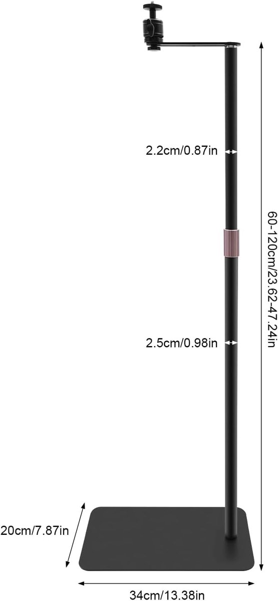 Projectorstandaard, L-vorm, verborgen vloerstandaard, in hoogte verstelbaar, 60-120 cm, 360 graden draaibaar, bank tegen de muur, compatibel met XGIMI Nebula, zwart — afbeelding 2